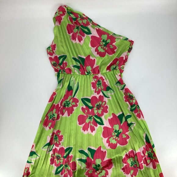 Gingham & Heels Womens One Shoulder Midi Dress Jacquard Romantic Floral Sz 16 - Picture 16 of 16